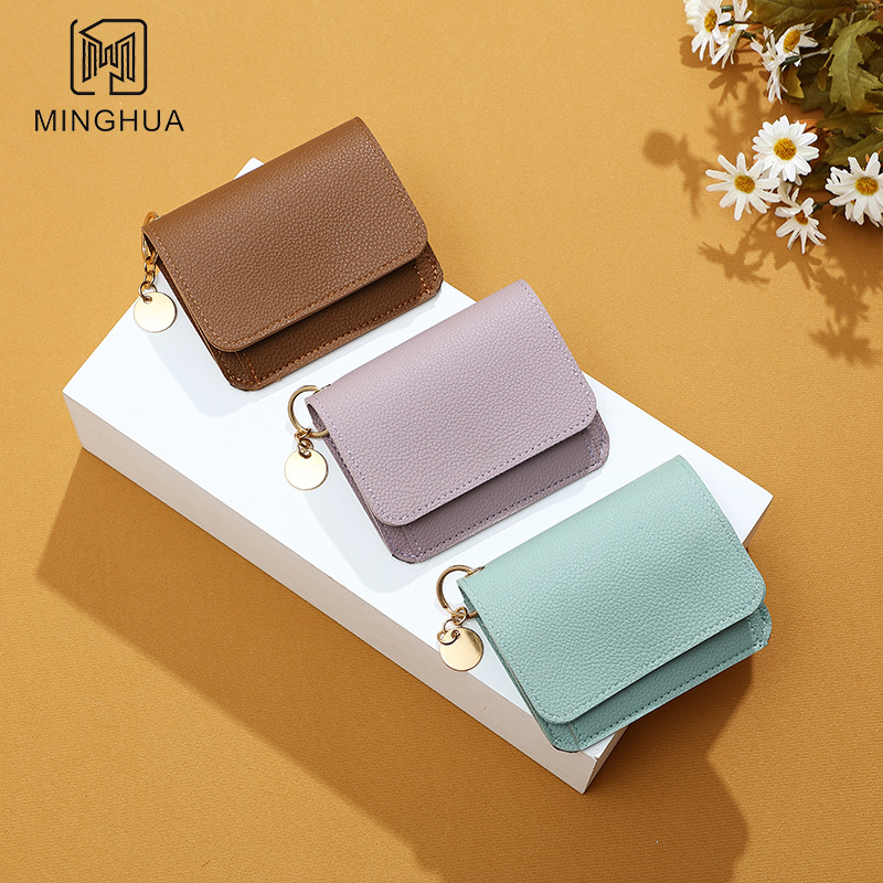 Cross-border wallet, short solid-color card case for women, simple coin purse, versatile small ID bag, large-capacity wallet Specification drawing