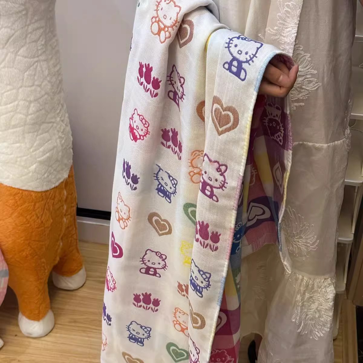 Cartoon cat all-cotton bath towel 2025 new style Baby wrap towel Gauze cotton household large bath towel Bath Absorbent towel details Picture