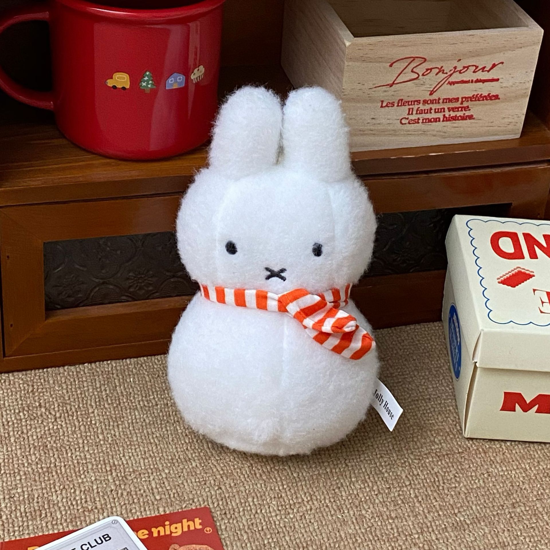 Orange scarf, Miffy Rabbit plush pendant, cartoon mini doll, doll, bag, pendant, keychain, couple gift Specification drawing