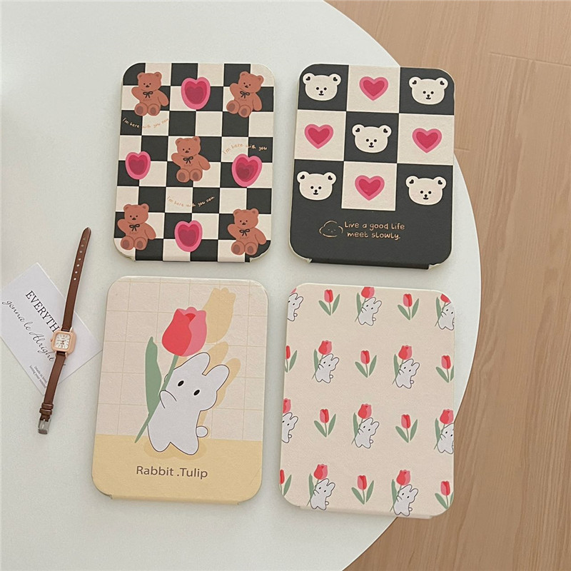 Cartoon cute folding little mirror, ins girls' makeup mirror, student dormitory desktop portable dressing mirror full figure