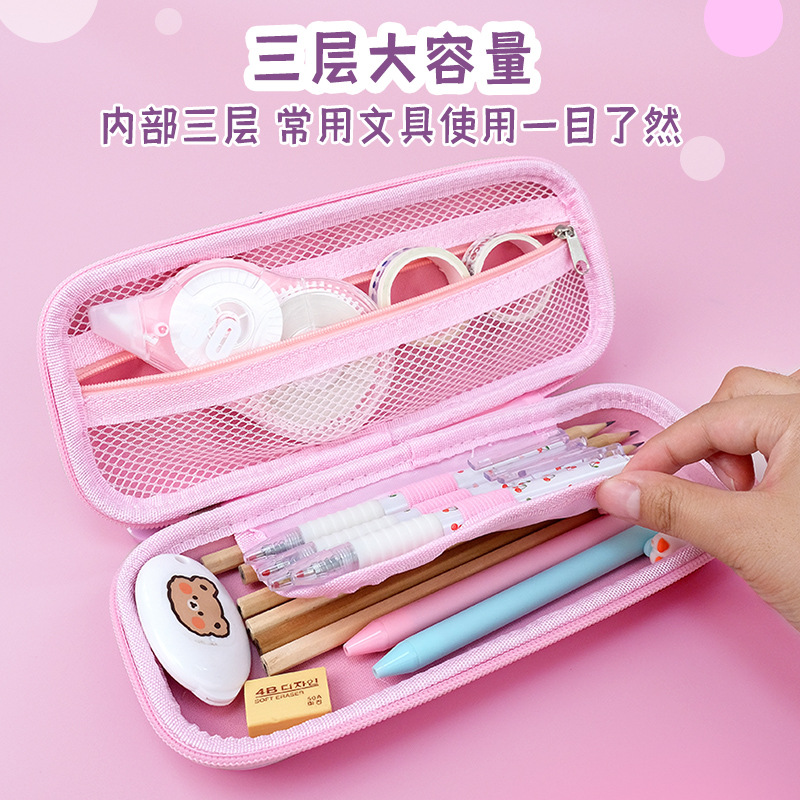 3D cute cartoon pencil case for primary school students and children, large-capacity creative pencil box for boys and girls Specification drawing