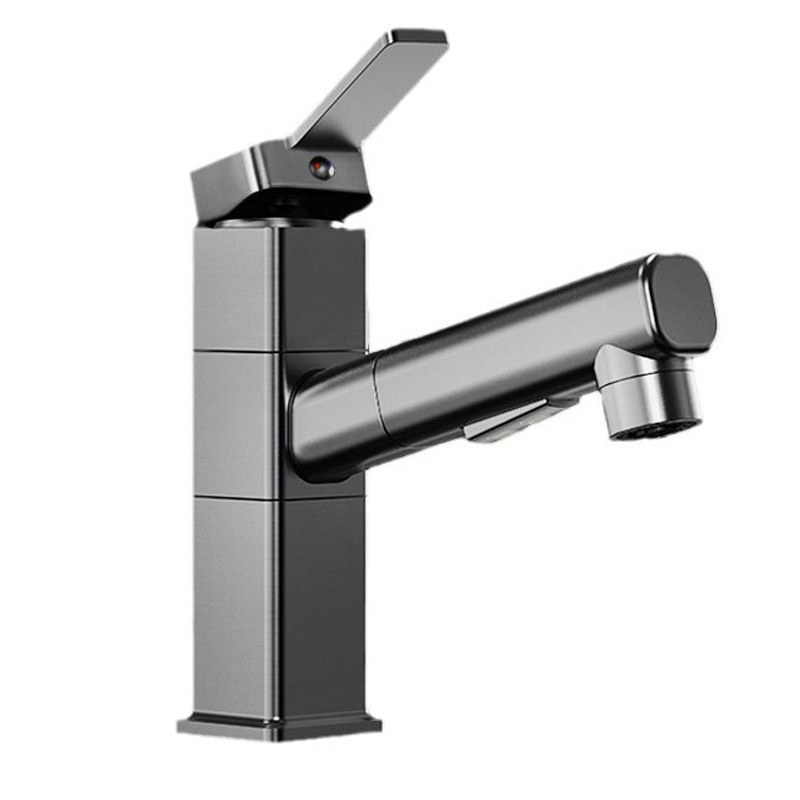 Copper washbasin, pull-out faucet, bathroom washbasin cabinet, cold and hot water, bathroom washbasin faucet Item Picture