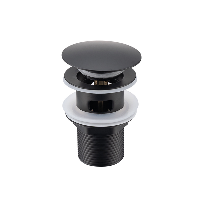 Stainless steel drain for bathroom and toilet, matte black large cover press and bounce type washbasin drain in stock Item Picture
