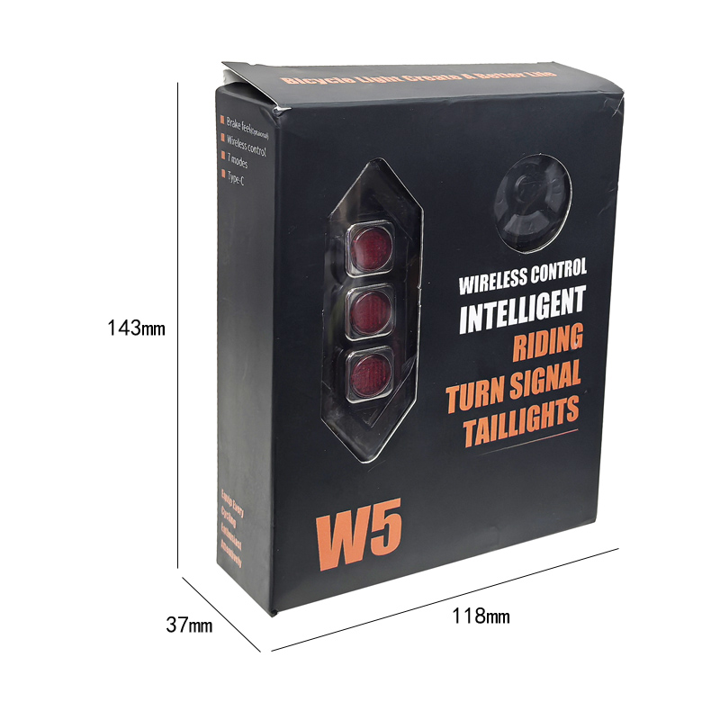 W5AUSB rechargeable bicycle remote turn signal light, bicycle wireless remote taillight, mountain bike riding light, safety warning light Item Picture