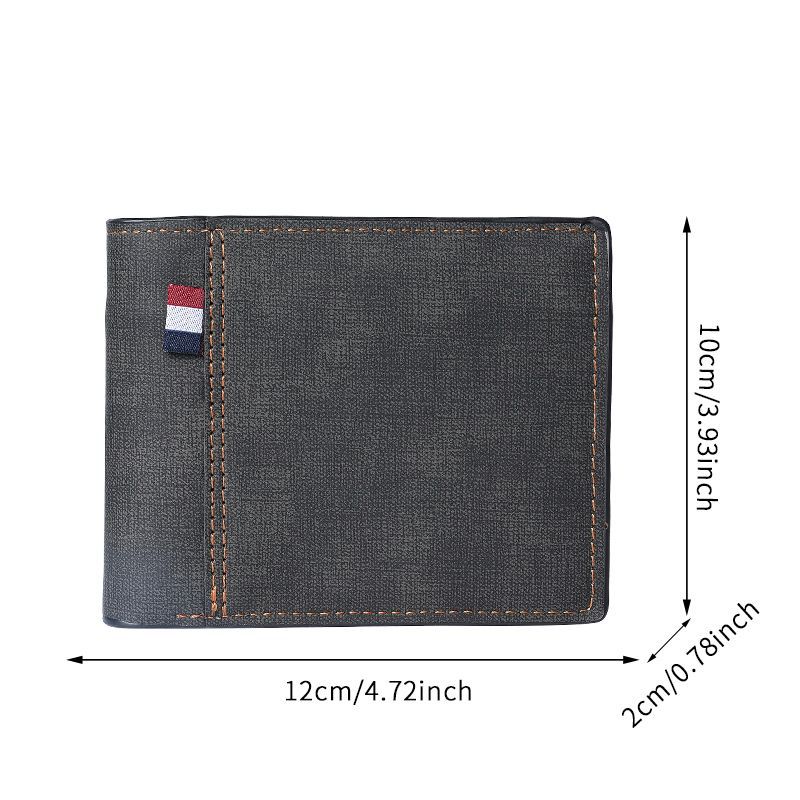 A stylish new frosted men's wallet, short, large-capacity, fashionable and retro three-in-one bag, men's wallet with multiple layers Item Picture