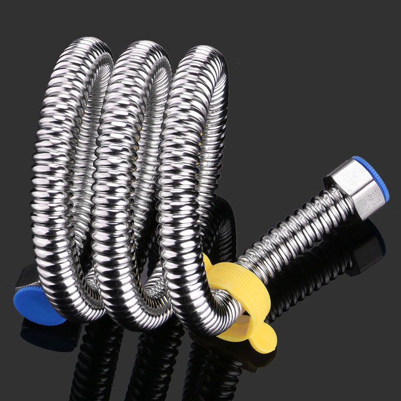 304 stainless steel corrugated pipe, 4-point high-pressure explosion-proof metal hose for cold and hot water inlet and outlet pipes of household water heaters and toilets details Picture