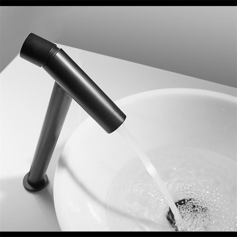 Manufacturer's cross-border exclusive supply of all-copper washbasins, faucets, bathroom hot and cold countertop basins, black chrome-plated brushed gold faucets details Picture