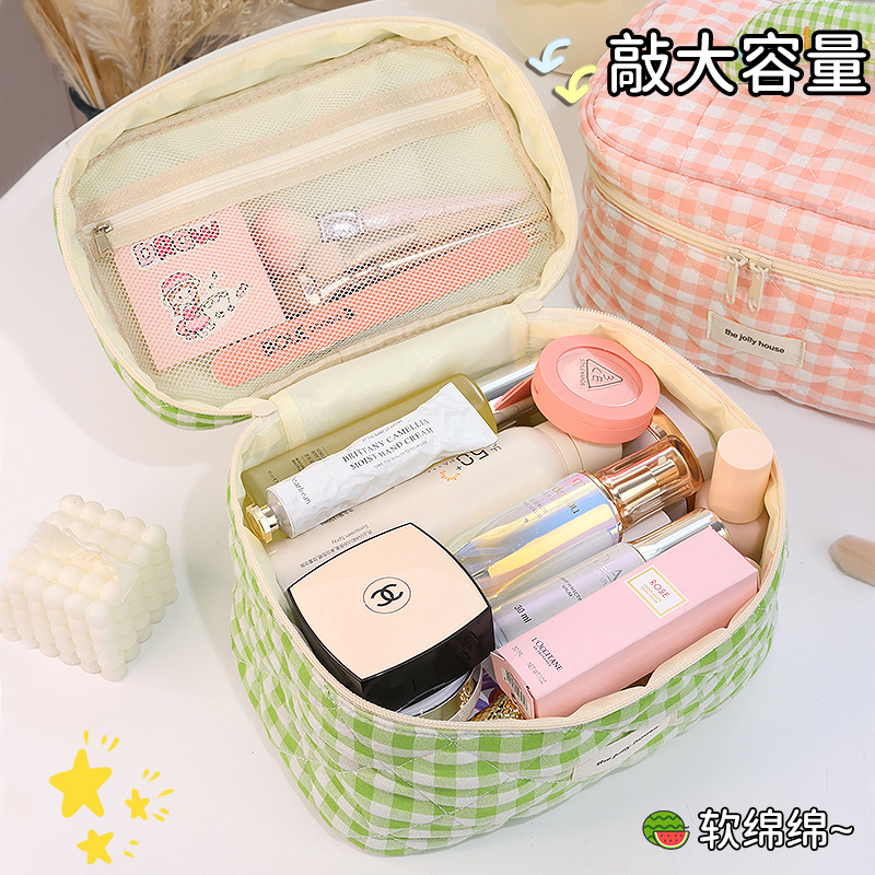 Small floral print storage portable quilted cotton fabric large capacity high-end feel niche design high storage bag, starting from one Specification drawing