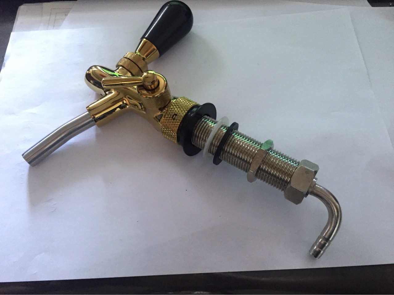 Brass extended through-wall golden PVD adjustable faucet beer faucet draft beer machine equipment full figure