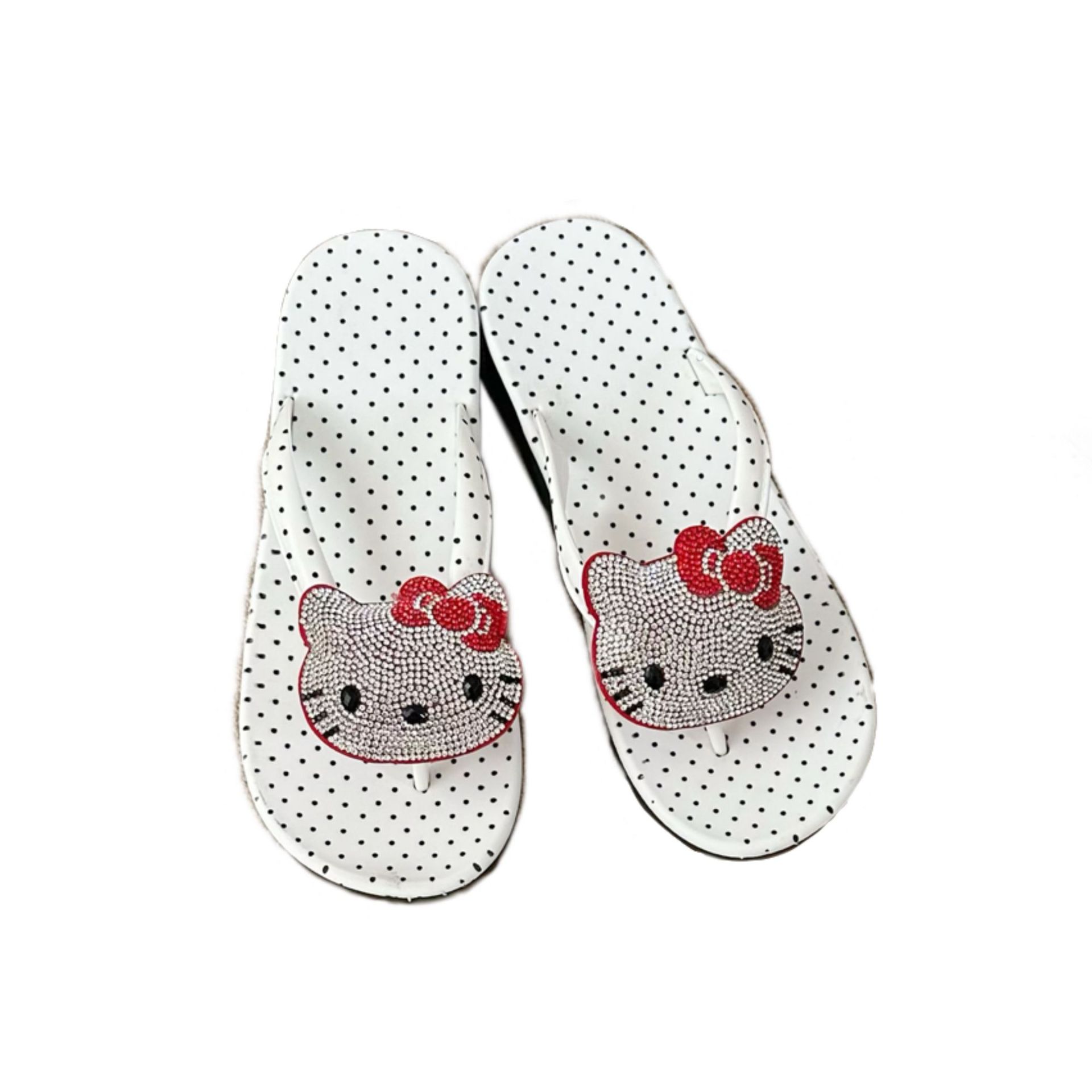 High-appearure-level polka dot rhinestone cat slippers are fashionable and can be worn outside. They are comfortable, durable and wear-resistant, with a height-increasing wedge heel Item Picture
