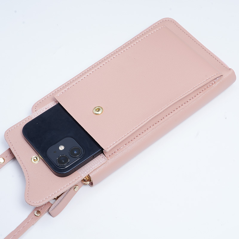 2023 Simple, new and fashionable Korean-style single-shoulder crossbody bag, large-capacity long wallet for women, solid-color mobile phone case details Picture