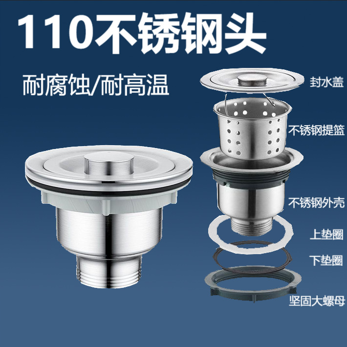 Kitchen single-slot anti-odor, anti-backflow, extended drainage pipe, sink accessories, vegetable basin, stainless steel drainpipe and drain installation Application Scenario