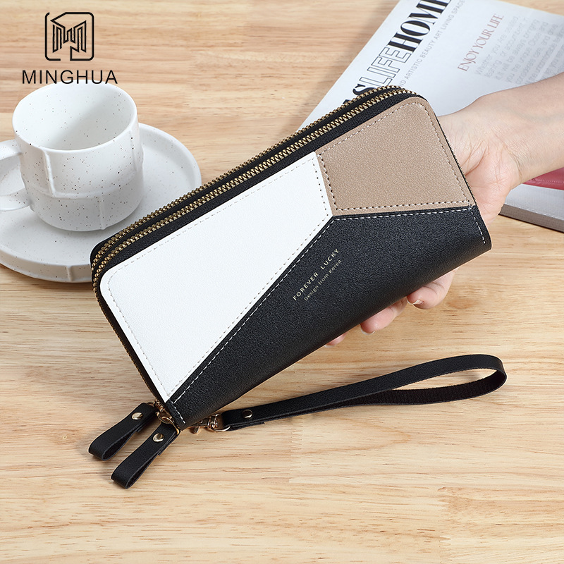 Wholesale of new long women's wallets for summer 2023, solid color diamond-patterned cross-border zipper clutch bags Specification drawing