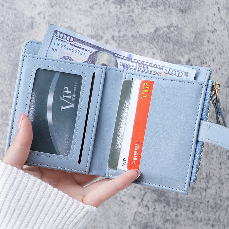 2023 New women's stone and crocodile patterned wallet with buckle, short Korean-style card case, zipper and multi-compartment coin purse details Picture