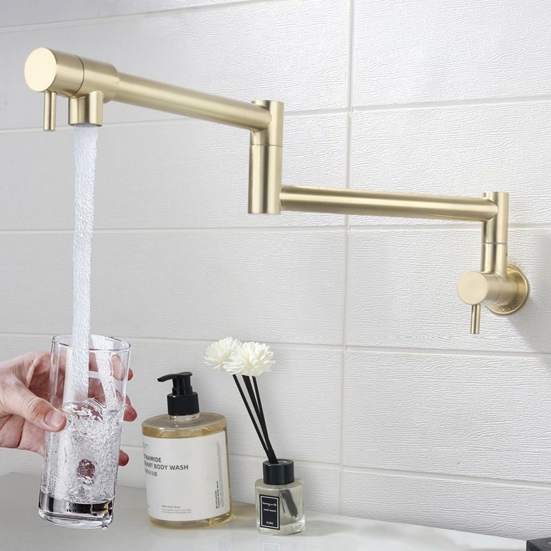 Cross-border foreign trade 304 stainless steel wall-mounted faucet, rotating double-opening American-style kitchen wall folding faucet full figure