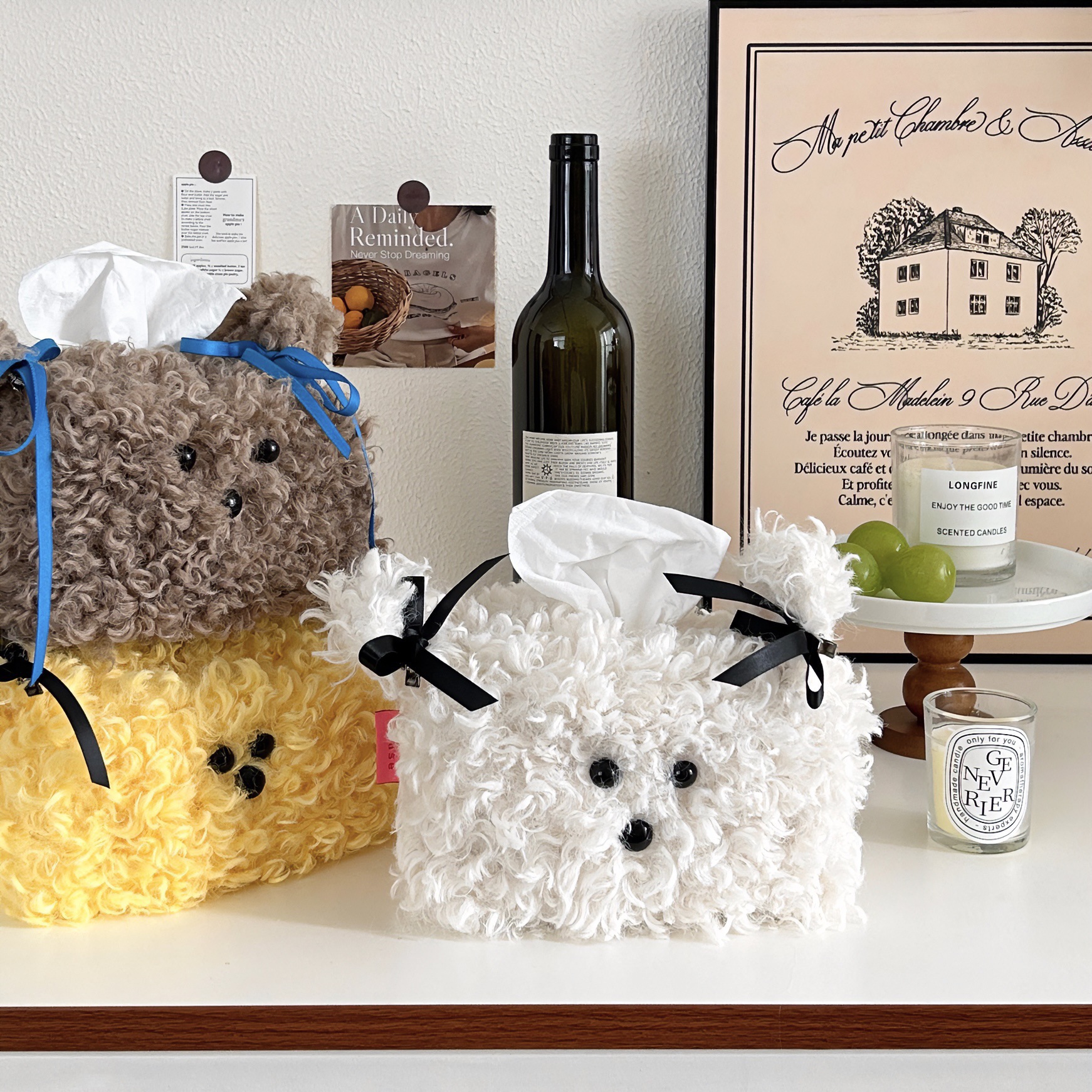 The same style as the blogger! Korean ins cute and good-looking tissue case, car tissue box, tissue pack, home living room Application Scenario