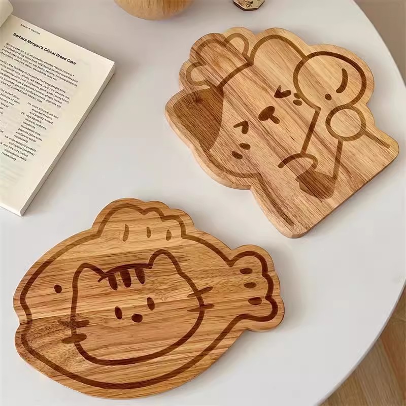 Korean-style solid wood cat cutting board, the same cute animal kitchen household vegetable and fruit cutting board and photo tray as the blogger Specification drawing