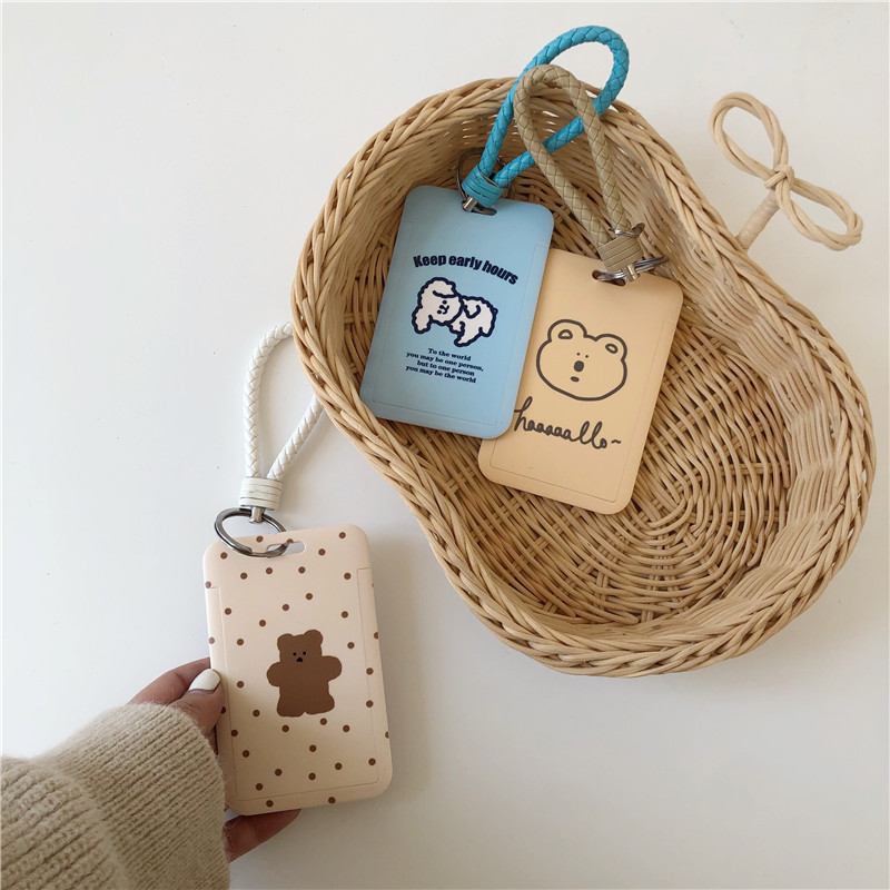 Bow rabbit plush card holder, cute animal meal card for Korean campus, Polaroid idol mini card display pendant details Picture