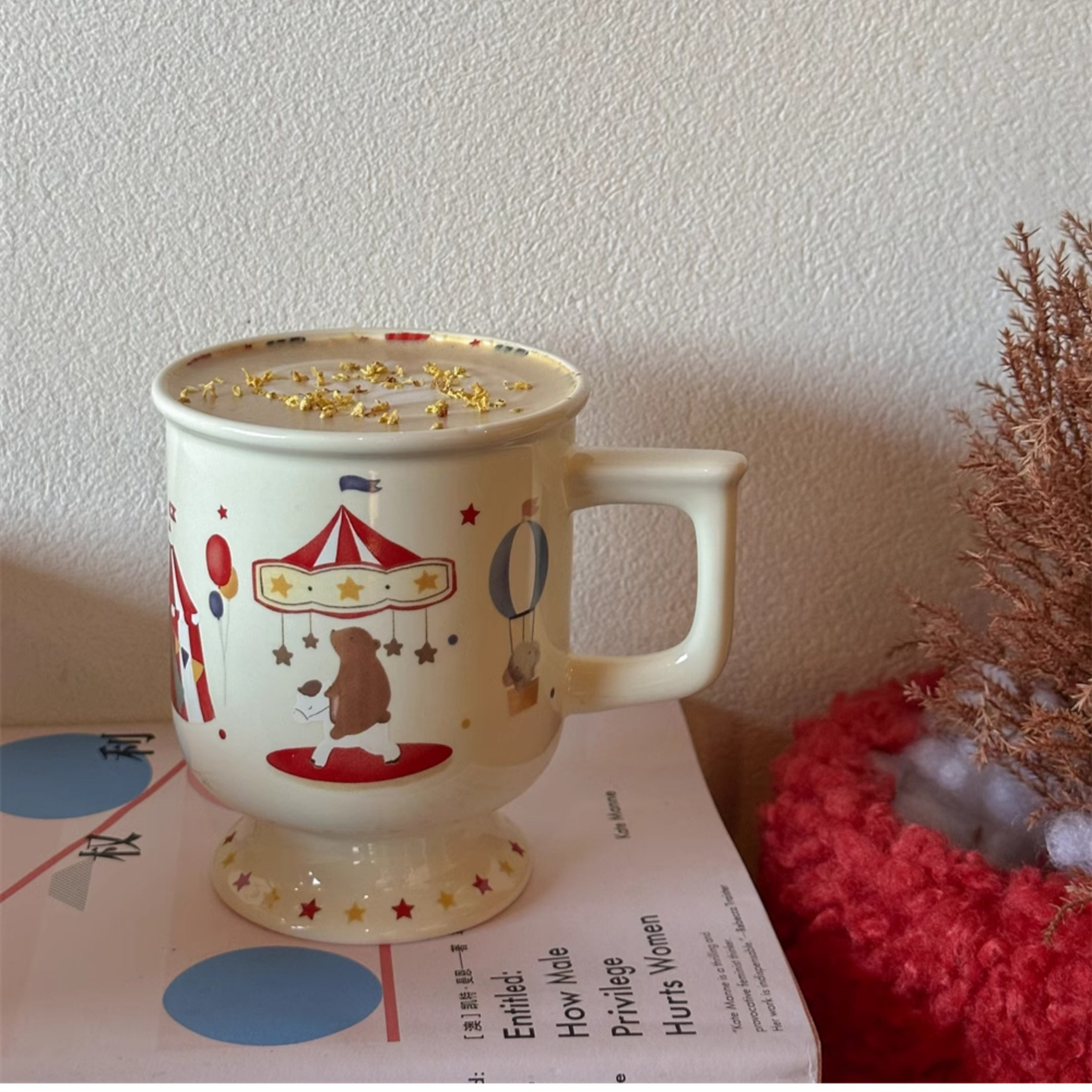 Original high-quality appearance level, childlike fun mugs, cute and niche high-legged ceramic cups, coffee cups, Grandma Niu tea cups, water cups for girls full figure