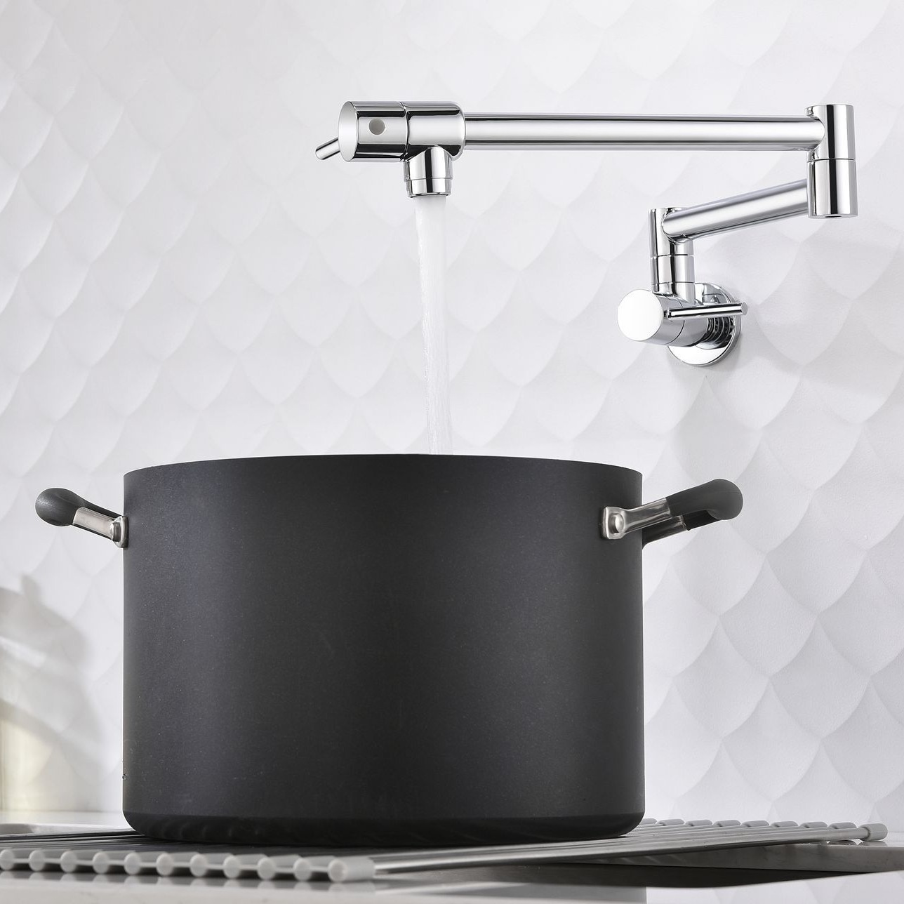 Factory direct sales of all-copper single-cooling folding kitchen sink faucet, 360-degree folding kitchen extended sink faucet details Picture