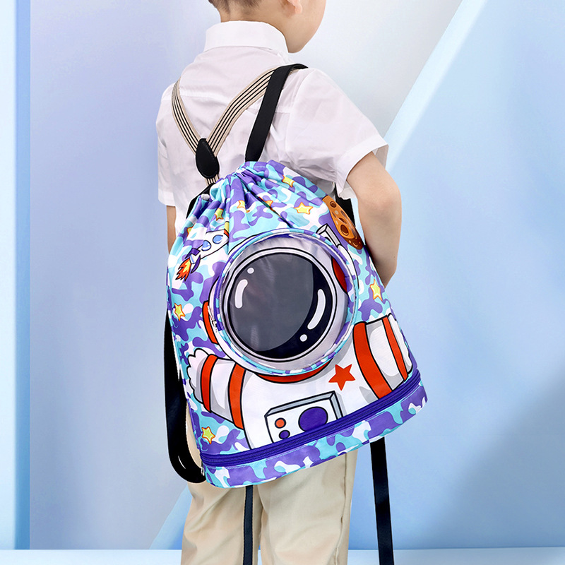 Drawstring pocket travel waterproof storage bag, beach bag with dry and wet separation, shoe compartment backpack, children's swimming bag details Picture