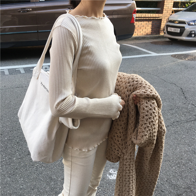 New Korean version versatile large-capacity letter zipper canvas large bag, minimalist style women's single-shoulder bag, casual tote bag Specification drawing
