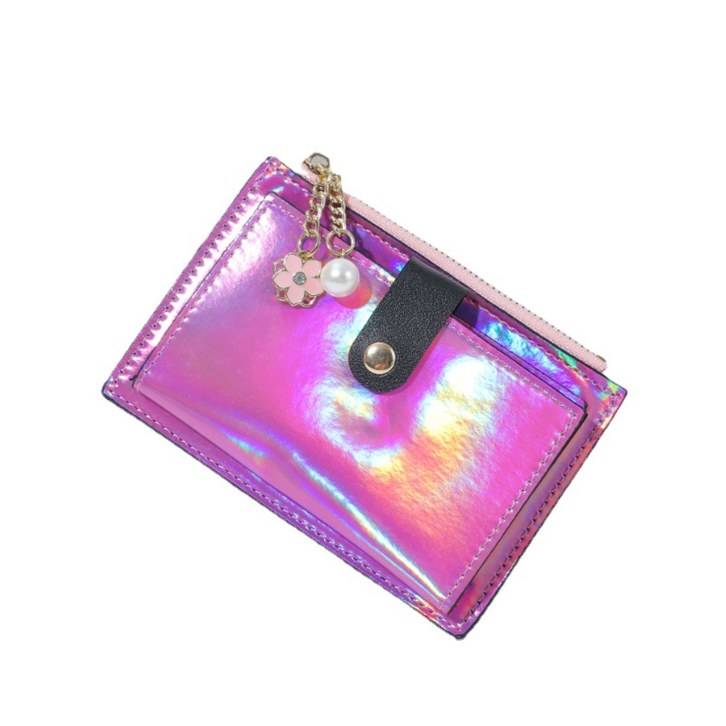 New bag, women's wallet, short wallet, women's laser colorful, fashionable and simple, student coin purse, women's niche design Item Picture