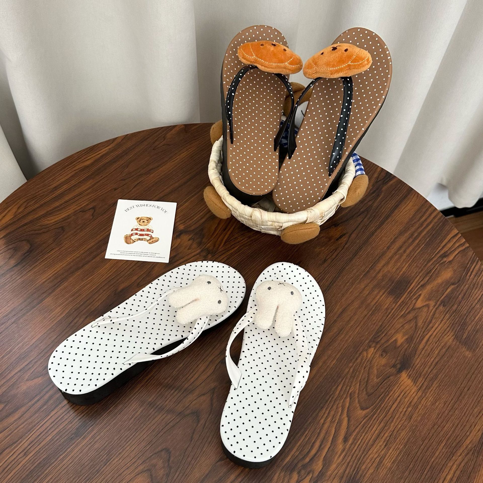 Cartoon animal polka dot herpeso slippers for women, 2025 new height-increasing and versatile summer outerwear, soft and thick-soled slippers Specification drawing