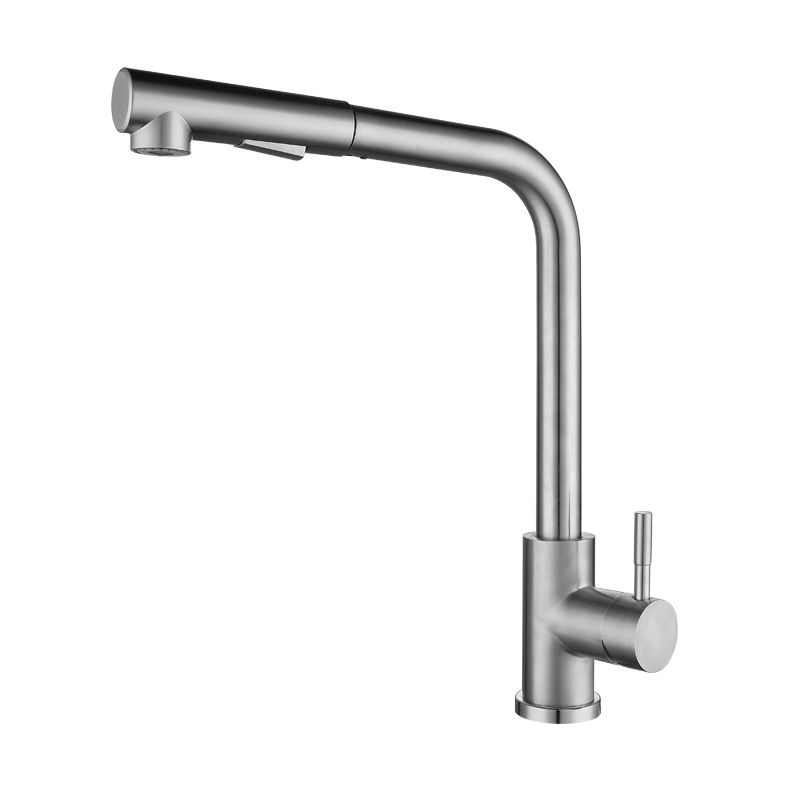 Wholesale 304 stainless steel seven-character pull-out faucet, brushed cold and hot mixed sink, kitchen sink, telescopic faucet from the manufacturer Item Picture