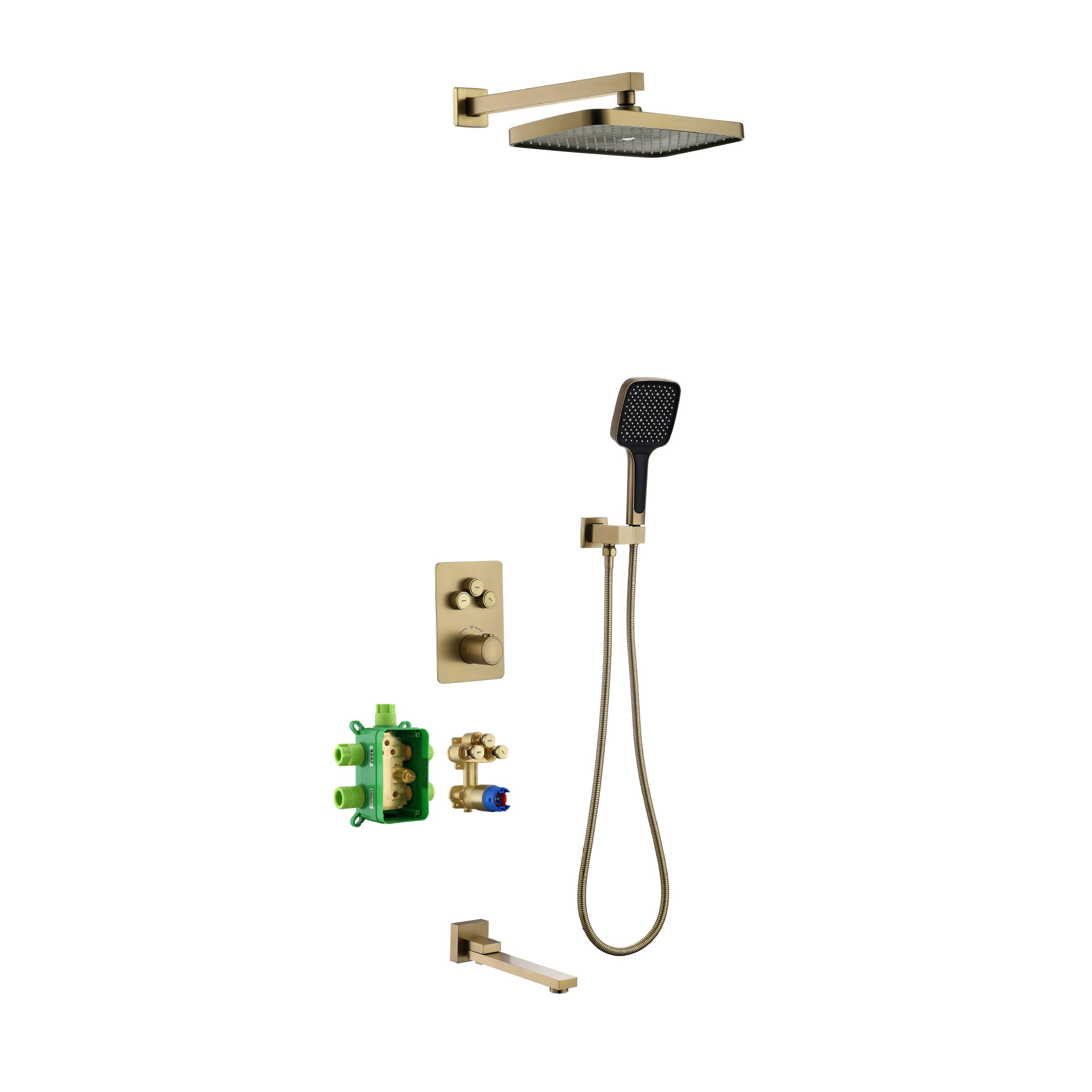 Amazon concealed shower head set, all-copper shower head, constant-temperature bathroom, modern light luxury home bathing Item Picture