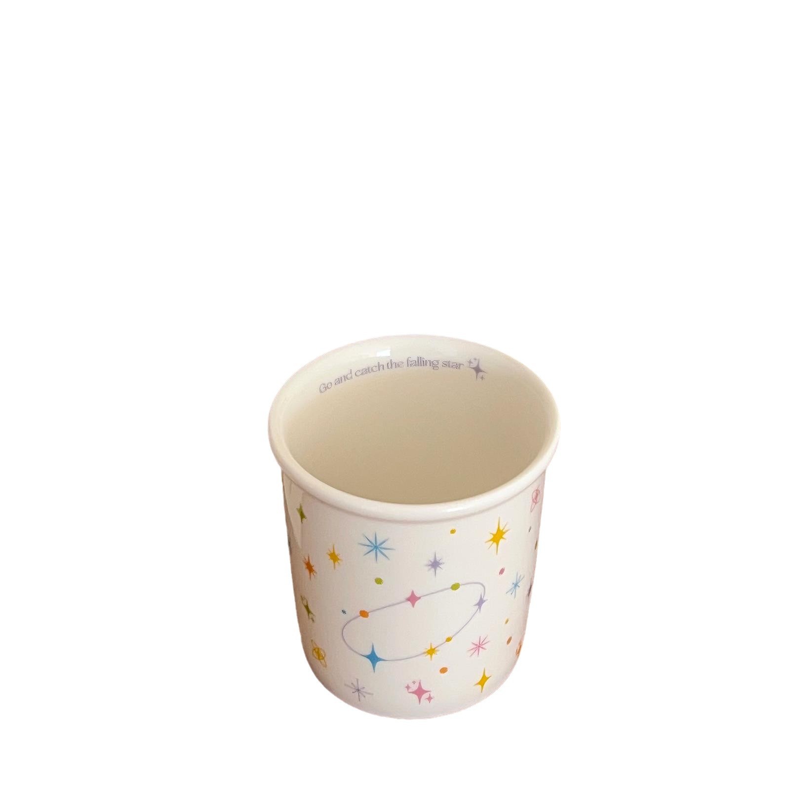Polka dot smiling face holding a cup, cute Instagram high appearance level ceramic coffee cup, breakfast milk cup, office home cup Item Picture