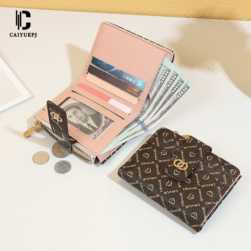 New short women's wallet with fashionable letter print card bag, simple and multi-slot coin purse, cross-border wallet Specification drawing