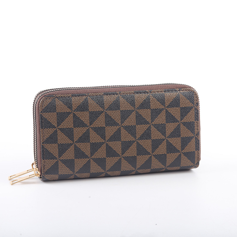 New printed wallet, long large-capacity double-layer clutch bag, double-zipper multi-functional retro portable bag full figure