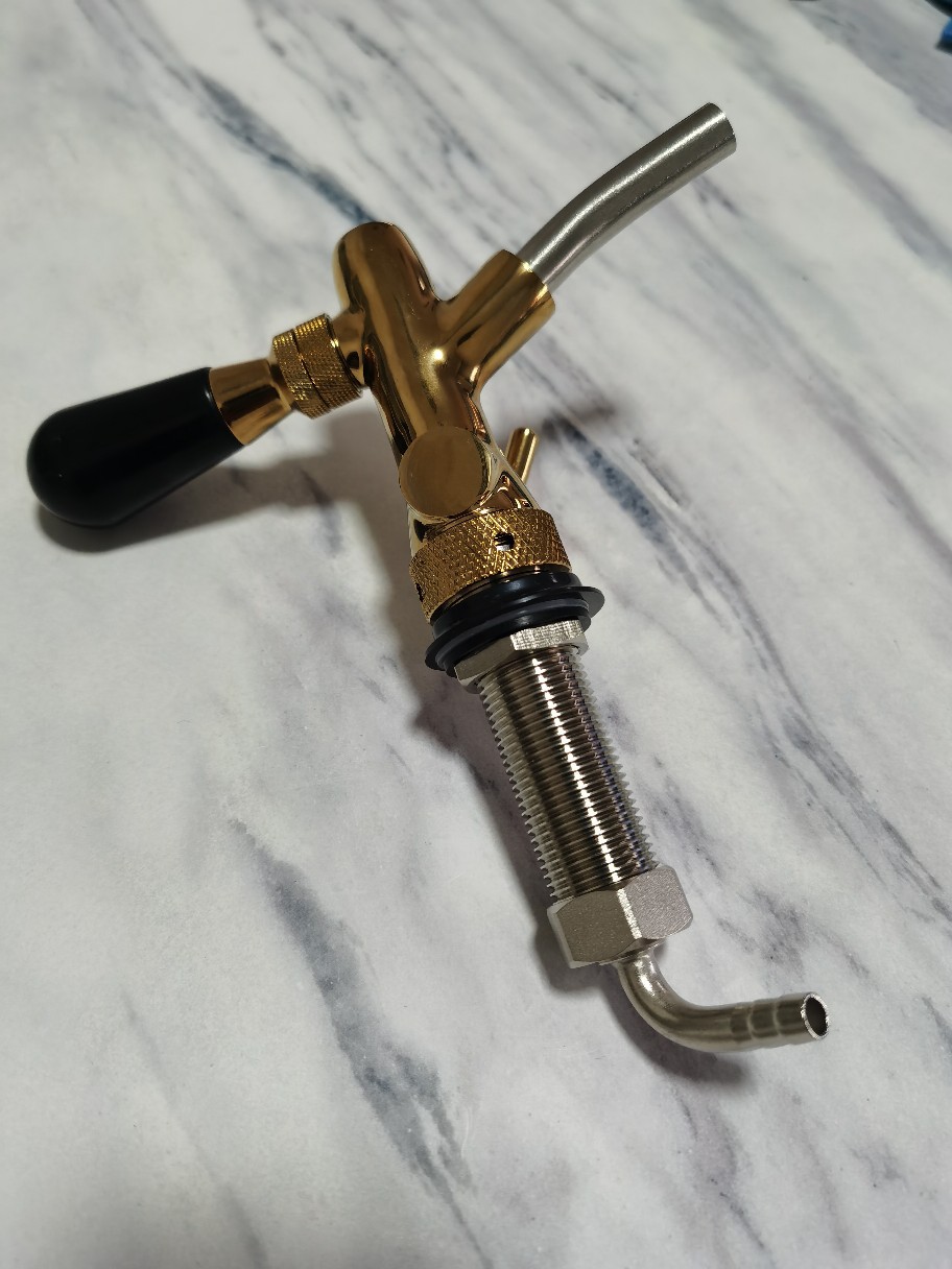 Brass extended through-wall golden PVD adjustable faucet beer faucet draft beer machine equipment undefined