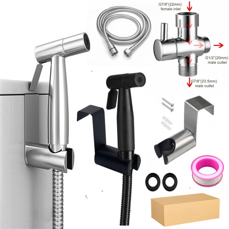 Cross-border 304 stainless steel toilet companion spray gun set, women's washbasin faucet pressurized nozzle, toilet flushing spray gun full figure