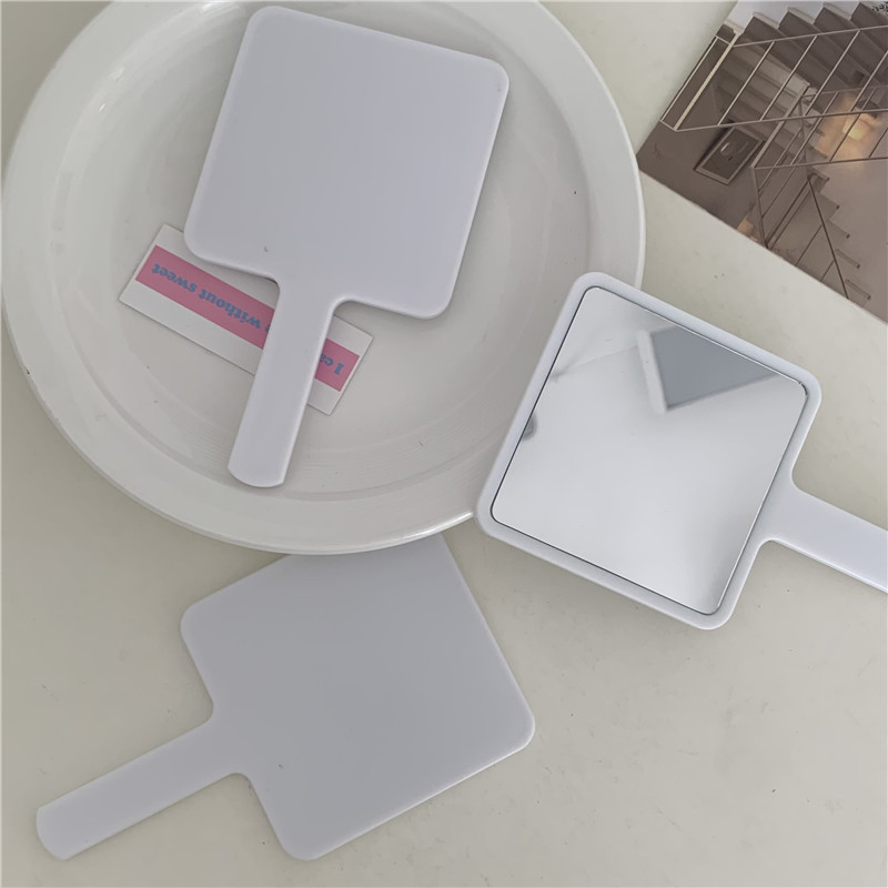 ins simple solid-color handle mirror, portable makeup mirror, high appearance level, handheld touch-up mirror, small hand-held mirror Specification drawing
