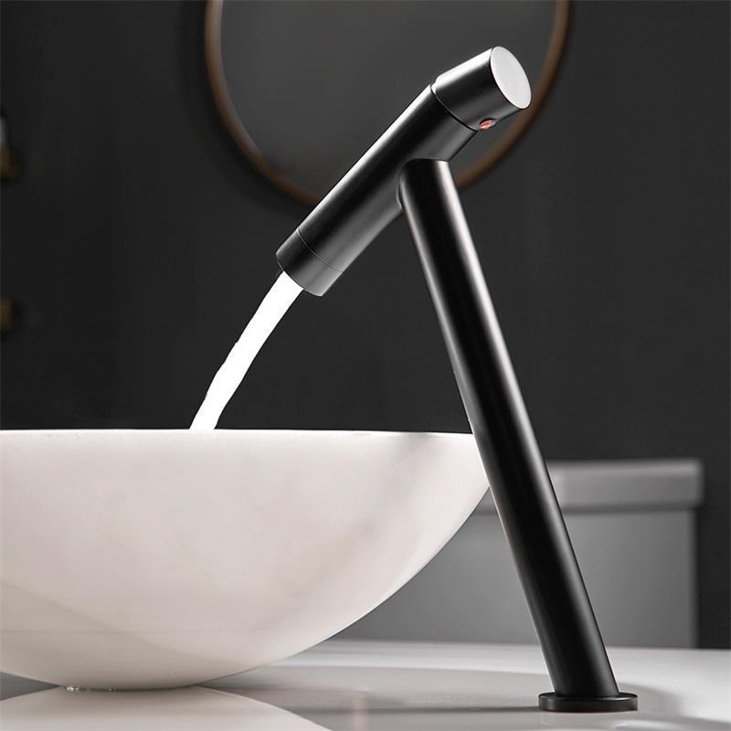 Manufacturer's cross-border exclusive supply of all-copper washbasins, faucets, bathroom hot and cold countertop basins, black chrome-plated brushed gold faucets full figure