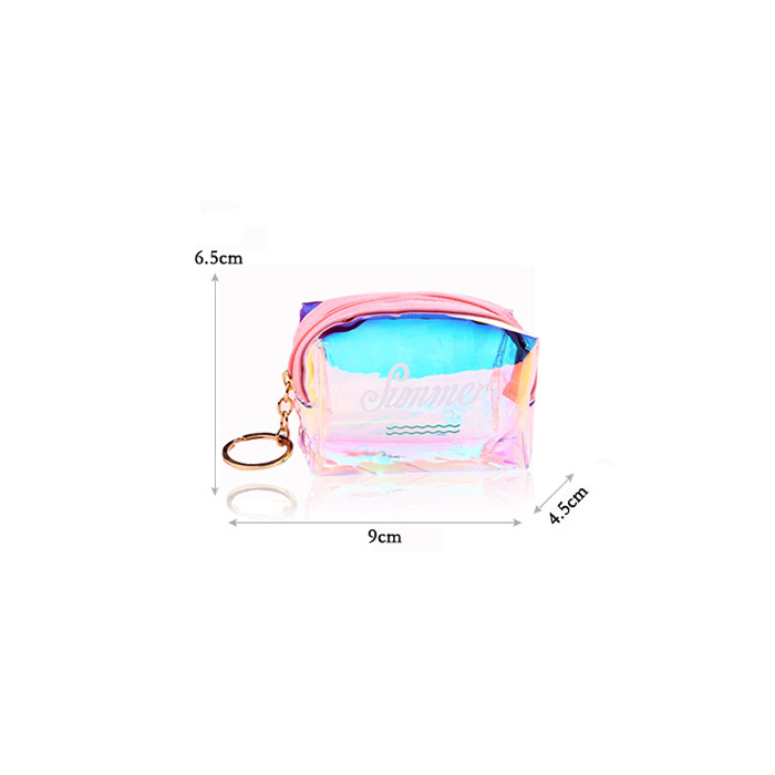 ins girl Heart transparent laser coin purse, Korean version square octagonal data cable bag, female Internet celebrity jelly coin purse Specification drawing