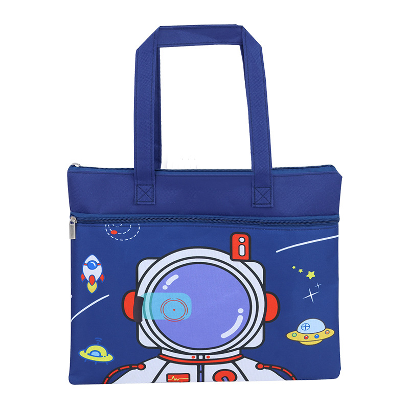 Double-layer cartoon hand-held zipper bags, homework bags, primary school student information bags, subject classification a4 file bags wholesale Item Picture