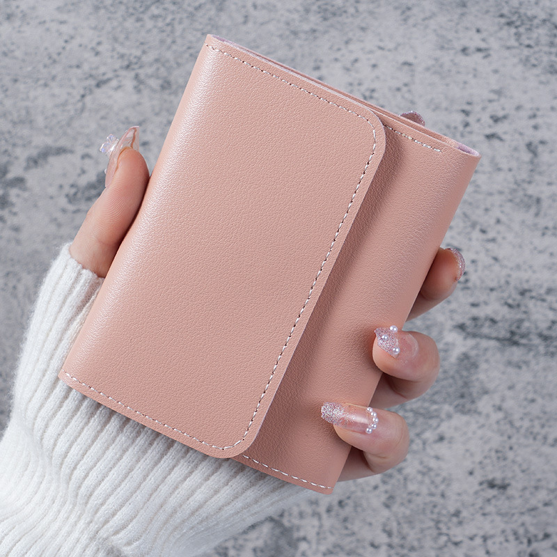 Simple and short ladies' wallet, student ticket clip, multi-functional card bag, 30% off loose change, ultra-thin smooth wallet full figure