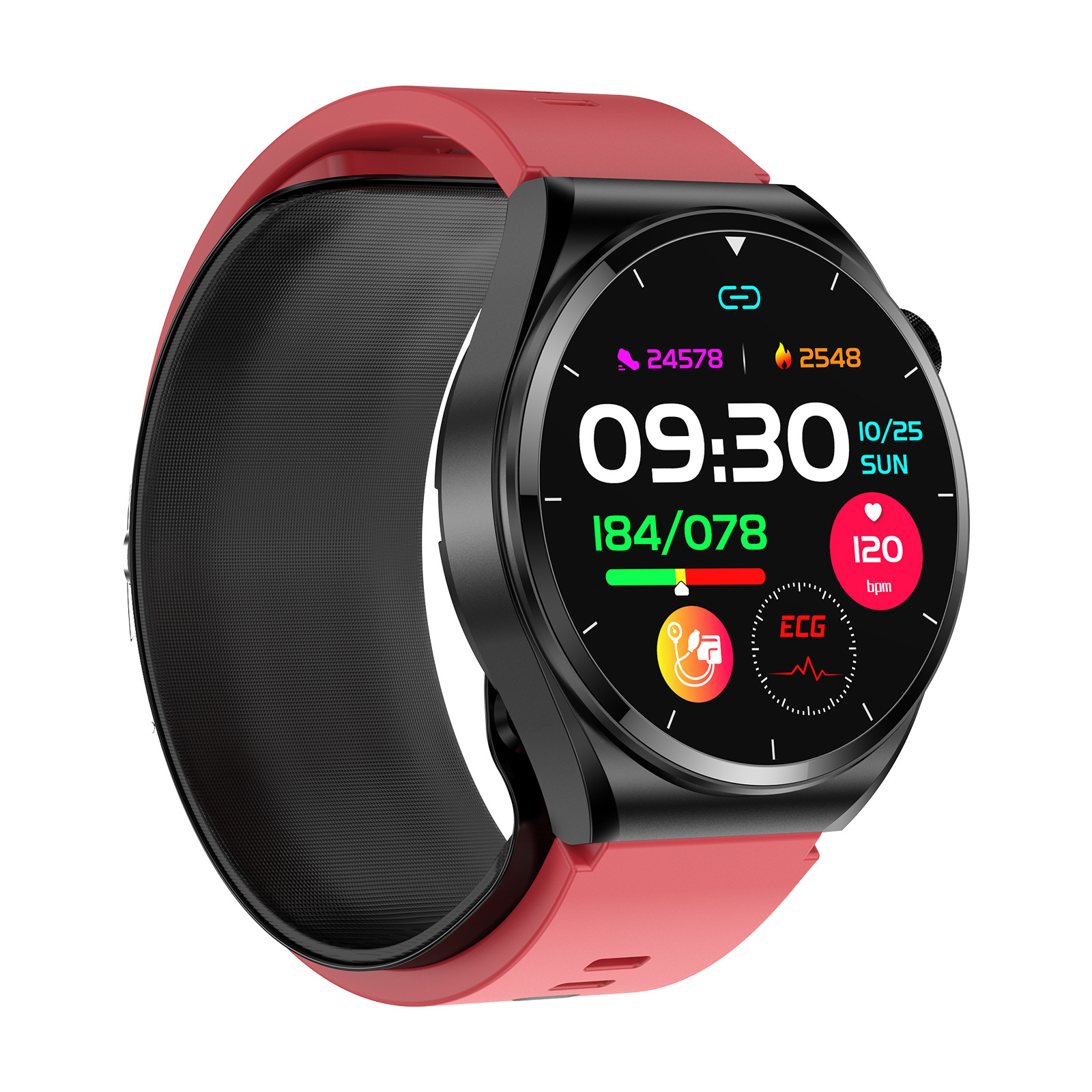 The 2025 new S22 smartwatch is equipped with an air pump and an airbag type for precise voice announcement of true blood pressure, ECG, blood sugar and uric acid Specification drawing