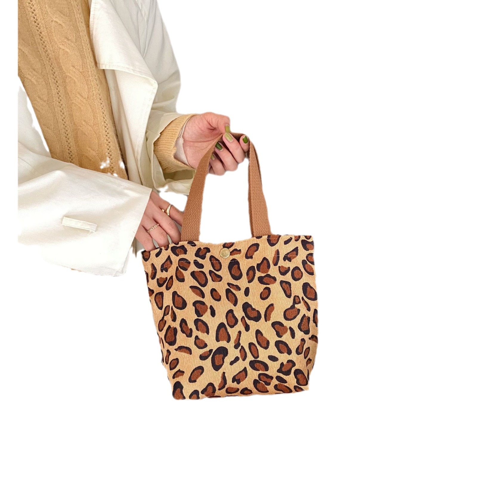 0571 Artistic corduroy Lunch box, bento bag, cute Daisy print hand-held, hand-held storage bag Application Scenario