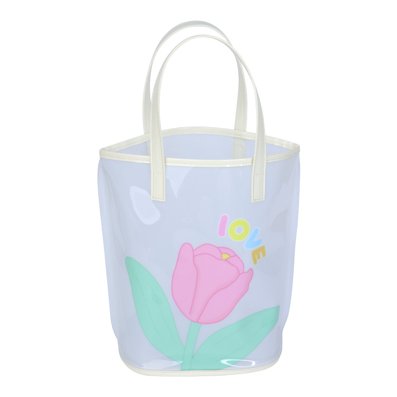 High-appearation-level travel portable swimming transparent jelly beach bag, large-capacity hand-held toiletries bag, makeup bag, beach bag Item Picture