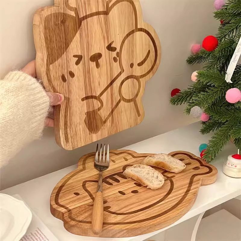 Korean-style solid wood cat cutting board, the same cute animal kitchen household vegetable and fruit cutting board and photo tray as the blogger full figure