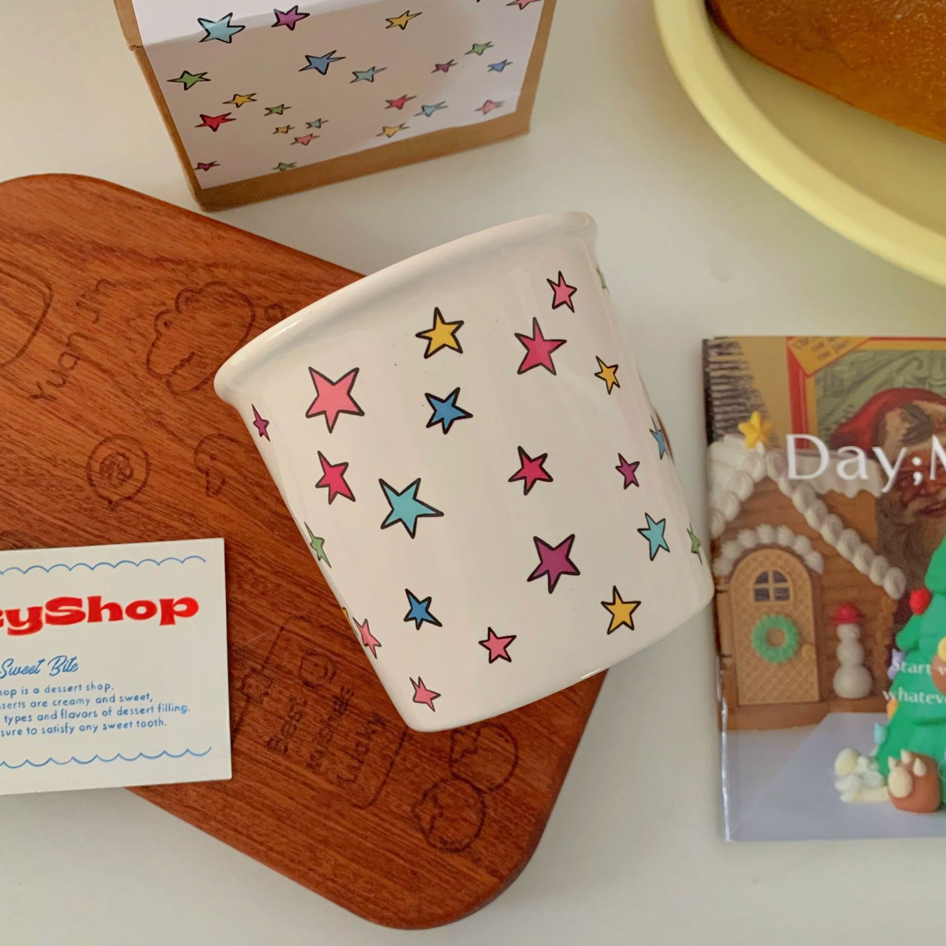 Colorful star-shaped ceramic cups, mugs, ins paper cups, cute-shaped hand-held cups, coffee cups as gifts, water cups Specification drawing