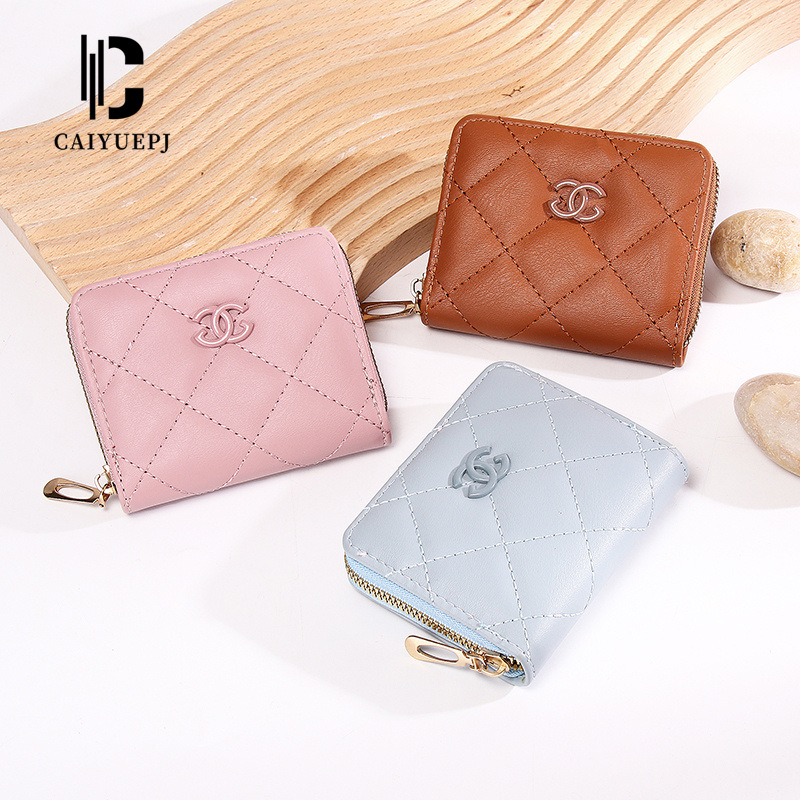 New women's wallet short solid color card bag 2024 Summer Wallet button zipper coin purse wholesale Specification drawing