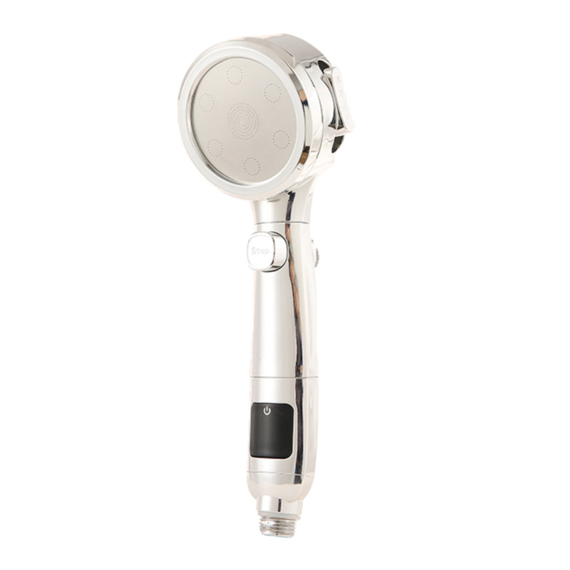 LED smart digital display showerhead, 4-speed pressurized shower filter showerhead set, household light luxury universal showerhead Item Picture