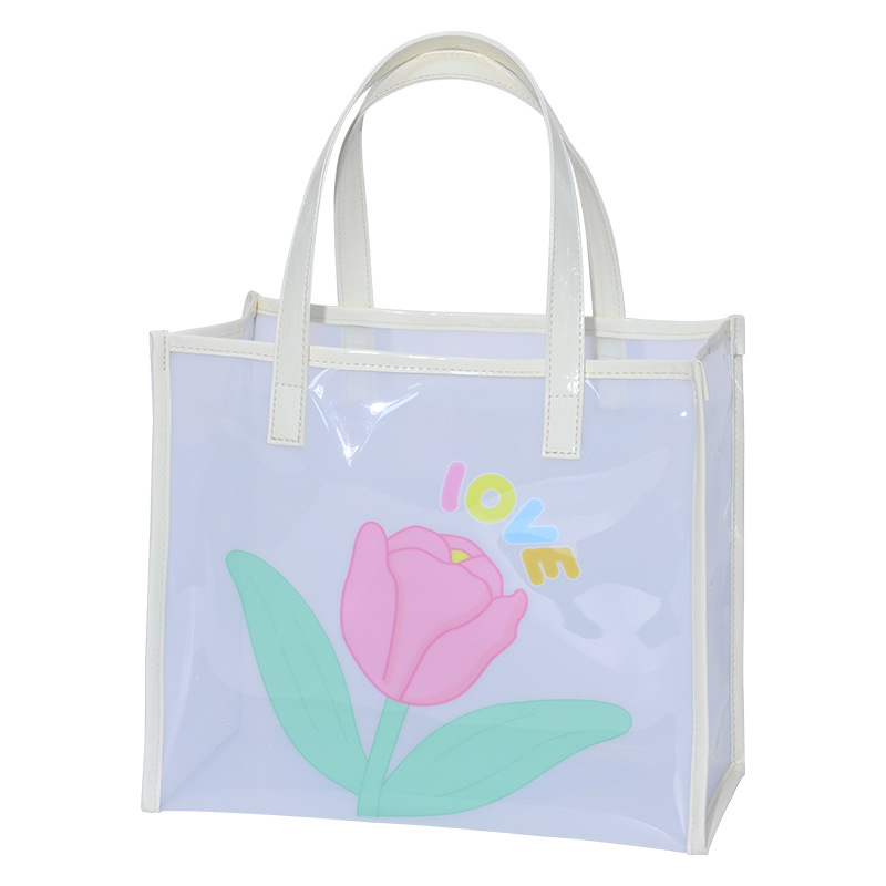 Summer jelly beach bag for women, transparent hand-held bag, PVC storage bag, niche portable handbag, single-shoulder bag Item Picture