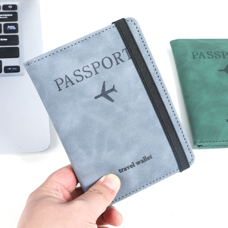 Cross-border bestseller leather passport holder in stock, pu leather RFID passport bag, multi-functional SIM card holder and document bag details Picture