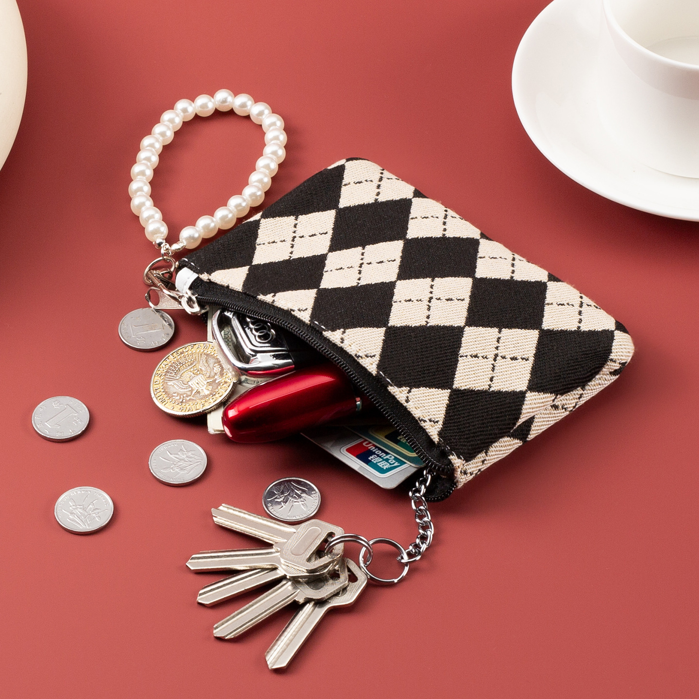 The new diamond-shaped zipper coin purse from Ailun is a large-capacity, multi-functional wallet with a high-end feel for women. It's a Korean version Specification drawing